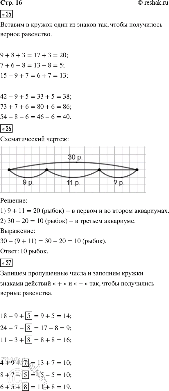 ����������� 35. ?9 ? 8 ? 3 = 20     42 ? 9 ? 5 = 387 ? 6 ? 8 = 5      73 ? 7 ? 6 = 8615 ? 9 ? 7 = 13    54 ? 8 ? 6 = 4036. � ��� ���������� 30 �����. � ������ ��������� 9...