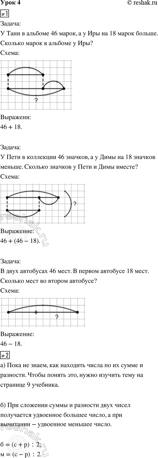 Изображение ﻿1. Соедини линиями соответствующие текст задачи, схему и выражение:  Задача:   У Тани в...