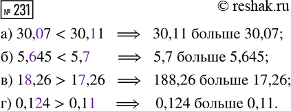  231.  :) 30,07  30,11; ) 18,26  17,26;) 5,645  5,7; ) 0,124 ...