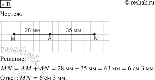  31.        N.       MN,  AM = 28   AN = 35...