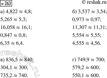  263.  :)  : 4,822; 5,265; 16,058; 0,847; 6,35;)  : 3,537; 0,973, 11,307; 5,554; 4,555;)  : 836,5; 304,1; 735,2;) ...