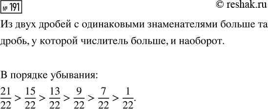  191.   1/22, 21/22, 7/22, 15/22, 9/22, 13/22  ...