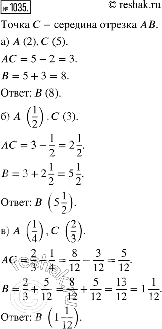  1035.               :) A (2), C (5);   ) A (1/2), C (3);   ) A (1/4), C...