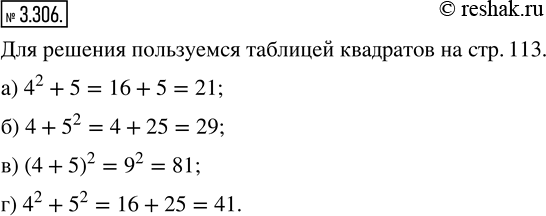  3.306.   :) 4^2 + 5;   ) 4 + 5^2;   ) (4 + 5)^2;   ) 4^2 +...