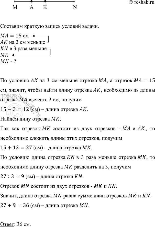 ����������� �������� ����� A � � �� ������� MN ���, ����� ����� � ������ ����� ������� � � N. ���� ����� ������� MN, ���� ������� �� ����� 15 ��. ������� �� �� 3 �� ������ �������...