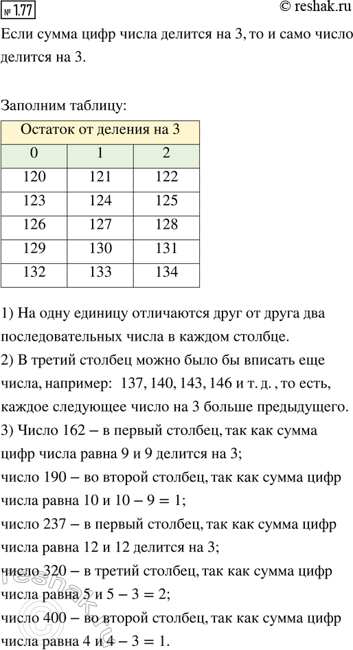 Изображение При делении на 3 возможны следующие остатки: 0, 1, 2. Перечертите таблицу в тетрадь и впишите в...