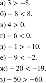 ����������� �������� ����� � �������� ����� � ���� �����������:�) 3 � -8; �) -8 � 8; �) 4 � 0;  �) -6 � 0; �) -1 � -10;�) -9 � -2; �) -20 � -19;�) -50 �...