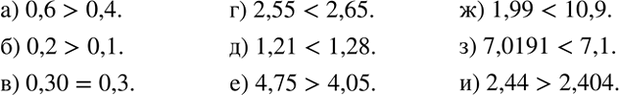 ����������� �������� �����:�) 0,6 � 0,4; �) 0,2 � 0,1; �) 0,30 � 0,3; �) 2,55 � 2,65;�) 1,21 � 1,28;�) 4,75 � 4,05;�) 1,99 � 10,9;�) 7,0191 � 7,1;�) 2,44 �...