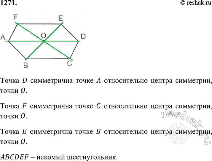 Симметрия шестиугольника относительно точки