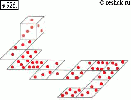 Изображение 926. На любых двух противоположных гранях игрального кубика в сумме 7 очков. Это значит, что у кубика на рисунке 193 на задней грани 4 очка, на левой — 5 очков, а на...