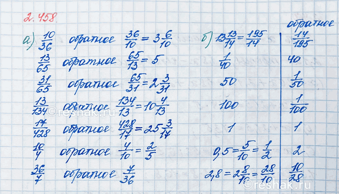     :) 10/36, 13/65, 31/65, 13/134, 17/428, 10/4, 36/7;   ) 13 13/14; 1/40; 50; 100; 1; 0,5; 2,8? ,    1,...