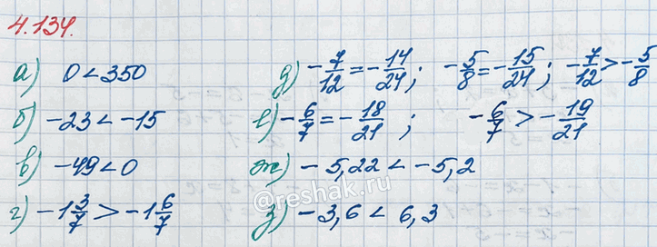 Изображение РљР°РєРѕРµ С‡РёСЃР»Рѕ Р±РѕР»СЊС€Рµ: Р°) 0 Рё 350;     РІ) -49 Рё 0;           Рґ) -7/12 Рё -5/8;    Р¶) -5,22 Рё -5,2;...