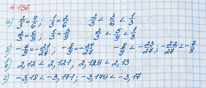 ����������� �������� ��� �����, �������:�) ������ 2/3, �� ������ 1/3;     �) ������ 2,13, �� ������ 2,12;�) ������ -7/9, �� ������ -8/9;   �) ������ -3,17, �� ������...