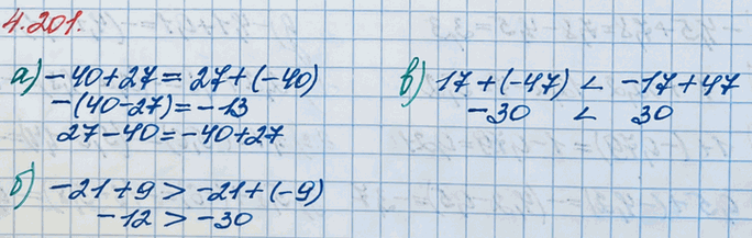 ����������� �������� �������� ���������:�) -40 + 27 � 27 + (-40);   �) 17 + (-47) � -17 + 47.�) -21 + 9 � -21 + (-9);��� ����, ����� ������� ��� ����� � ������� �������,...