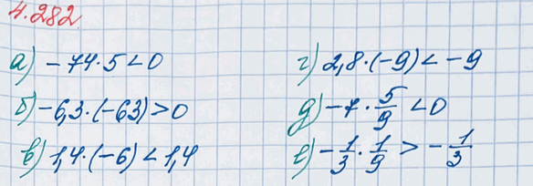 ����������� ����� ����, < ��� >, ���� ��������� ������ ����� �������, ����� ���������� ������ �����������:�) -74 � 5 ? 0;        �) 1,4 � (-6) ? 1,4;    �) -7 � 5/9 ? 0; �) -6,3...