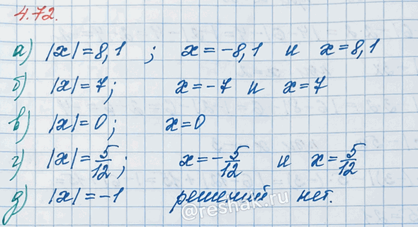 ����������� ������ ���������:�) |x| = 8,1;   �) |�| = 7;   �) |x| = 0;    �) |x| = 5/12;   �) |�| = -1.������� ����� a  �������� ���������� (� ��������� ��������) �� ������...