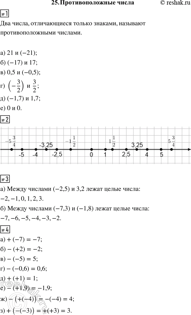 ����������� 1. �������� �����, ��������������� �������:�) 21;  �) -17;  �) 0,5;  �) -3/2;  �) -1,7;  �) 0.2. �� ������������ ������ �������� ������� �������� ����� � �����, ���...