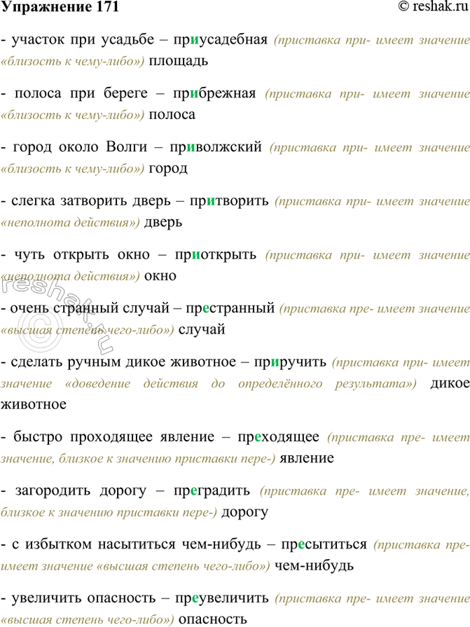 ����������� 171. �������, ������� ���������� ����� ������� � ����������� ���- � ���-. ��������� (�����) �������� ��������� �� ����� ������������ ������.�������. ������� �����...