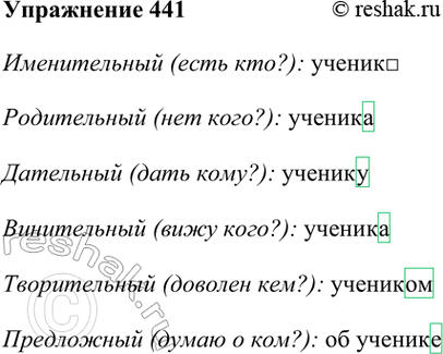 ����������� 441. ������ �� ������� (����������) ��������������� ������.���? ������	��� ����? �������	������� � ����? ... ���� ����? ...������� ���? ...����� � ���?...