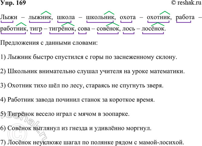 ����������� 169. ������� ������������ ����� � ������� ��������� -���-, -����-. ������ �����, �������� ������ ����, ������ � ��� ��������.���� � ..., ����� � ..., ����� � ...,...