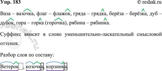 ����������� 183. ������� �� ������ ���� ����� � ���������� -���-, -�-, -��-.���� � �������, ����, �����, �����, ���, ����, ������.������ �����. ������ ��������.�����...