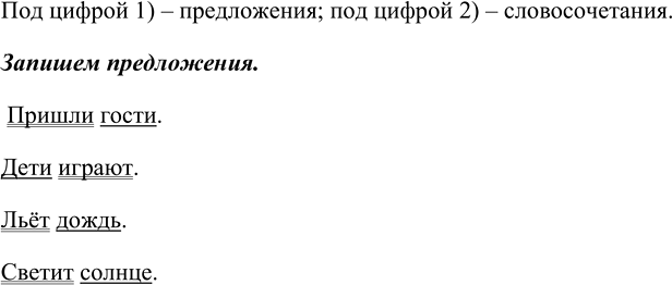 Изображение Определите, где словосочетания, а где предложения. Предложения запишите, подчеркните...