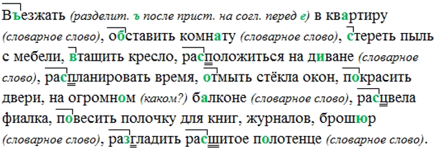 Изображение Диктант. Обозначьте приставки.    В(?)езжать в кв..ртиру, о..ставить комн..ту, (с, з)тереть пыль с...
