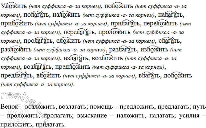 Изображение Запишите глаголы с корнем -лаг- — -лож-. Используйте приставки у-, по-, на-, при-, пере-, про-, с-,...