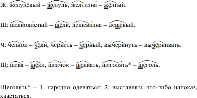 Изображение Подберите к данным словам однокоренные, в которых гласный после шипящего в корне находится...