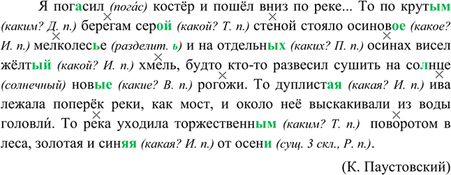 Изображение Прочитайте текст, спишите его. Определите падеж прилагательных, в которых пропущены буквы....
