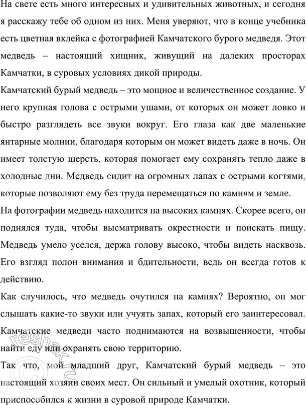 Сочинение по русскому языку камчатский бурый медведь