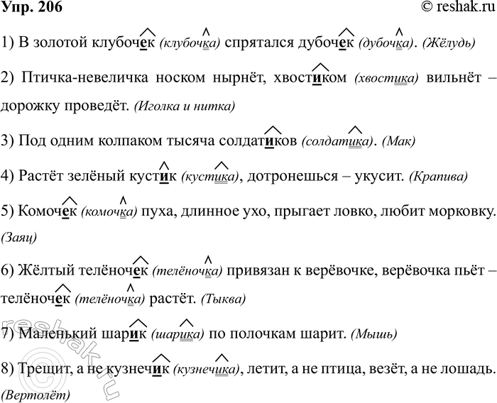 Изображение Упр.206 ГДЗ Рабочая тетрадь Разумовская 5 класс