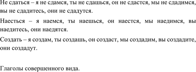 Изображение Пользуясь таблицами на с. 106, 107, проспрягайте глаголы (не)сдаться, наесться, создать. Какого...