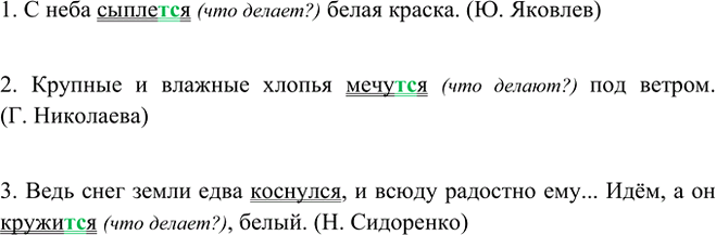 Изображение Спишите. Подчеркните возвратные глаголы.  1. С неба сыплет(?)ся белая краска. (Ю. Яковлев) 2....