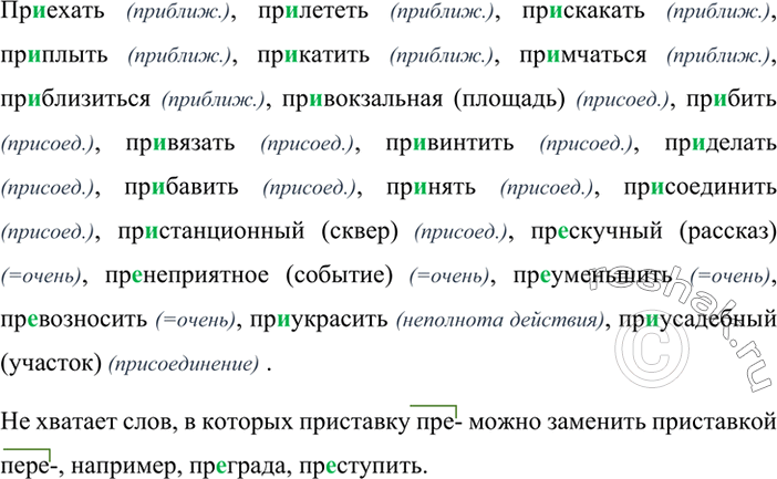 Пре или при запишите слова обозначая