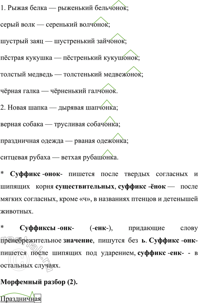 «Галчонок» - разбор слова по составу (морфемный разбор)