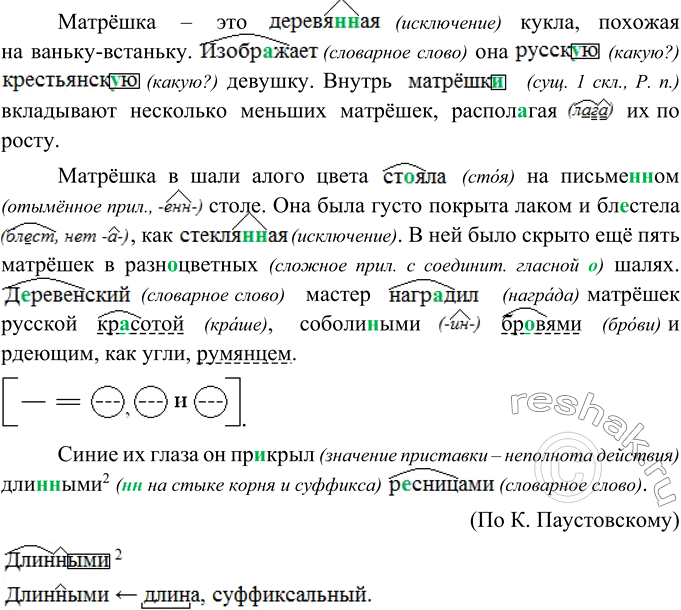 Диктант обозначьте части слов