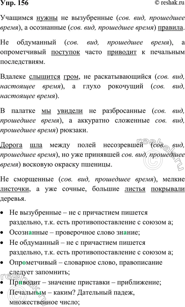 проверочная работа по теме причастие 7 класс ответы 1 вариант