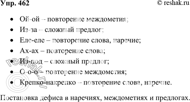 Русский язык 7 класс ладыженская упр 462