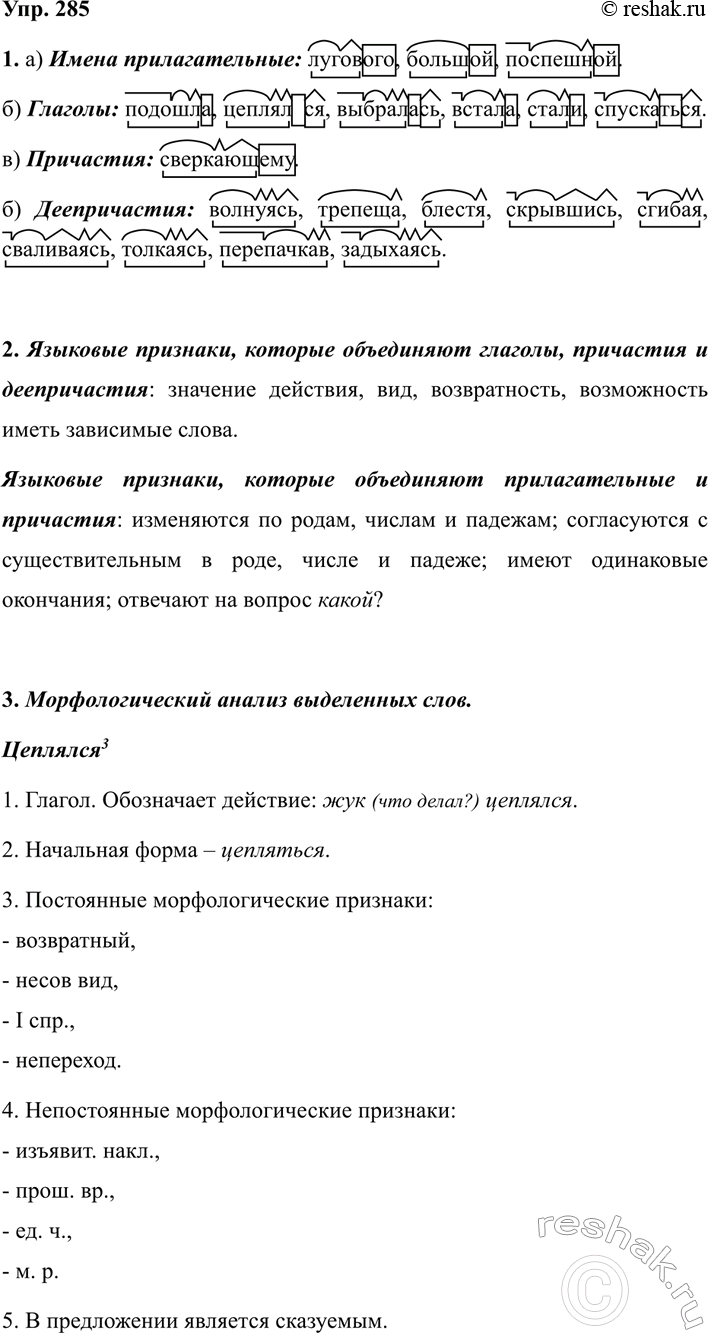 ����������� 285 1.	�������� �� �����������: �) ����� ��������������; �) �������; �) ���������; �) ������������. ��������� �� ������� ��� �����.1) ���, ��������, ������� � ������,...