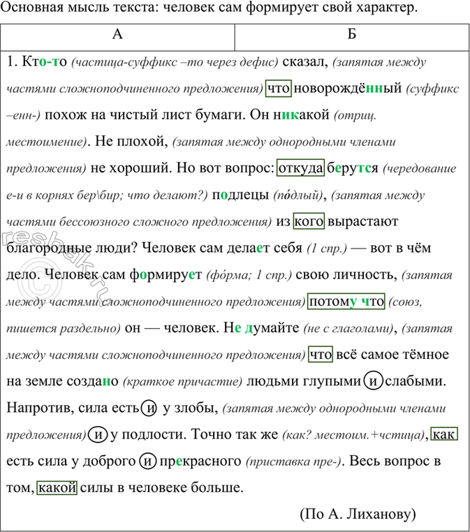Изображение Прочитайте текст и определите его основную мысль.  Кто(то) сказал что новорождё(н, нн)ый похож...