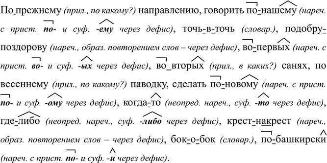 Изображение (По)прежнему направлению, говорить (по)нашему. точь(в)точь, (подобру)поздорову, (во)первых,...