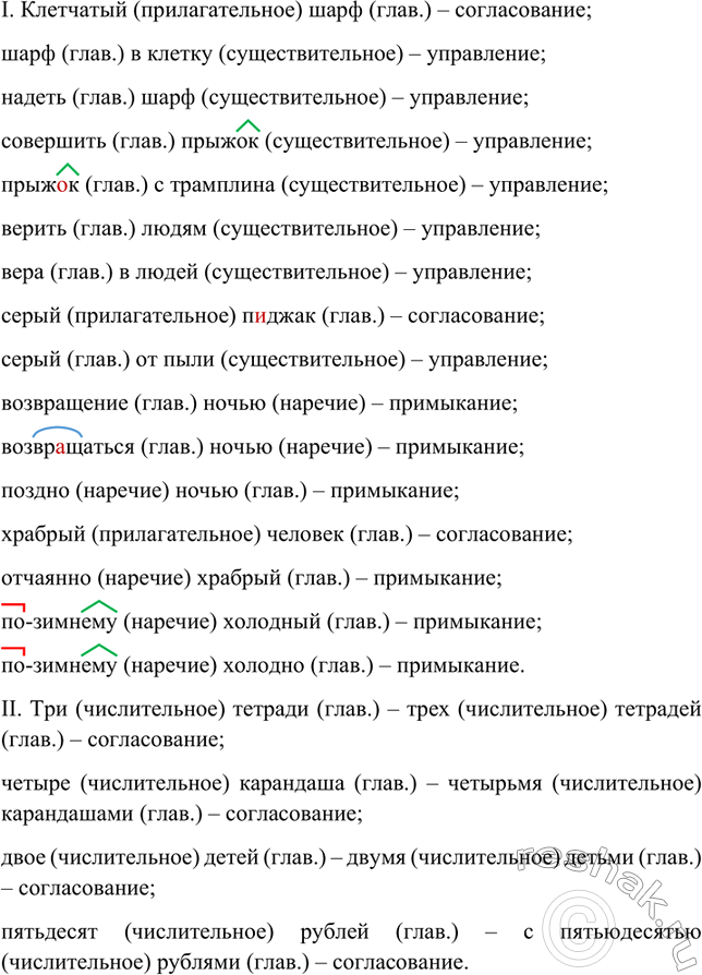Изображение Прочитайте. Укажите в каждом словосочетании главное и зависимое слова Назовите способ их...