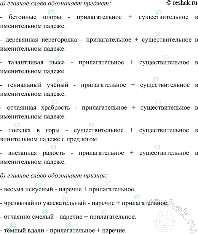 Изображение Выпишите словосочетания, в которых главное слово обозначает: а) предмет; б) признак; в)...