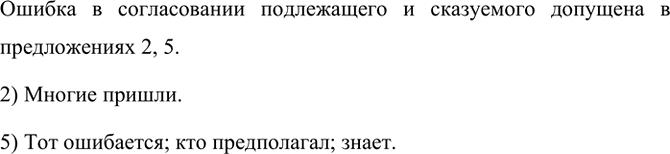 Изображение Укажите номера предложений, в которых допущена ошибка в согласовании подлежащего и...