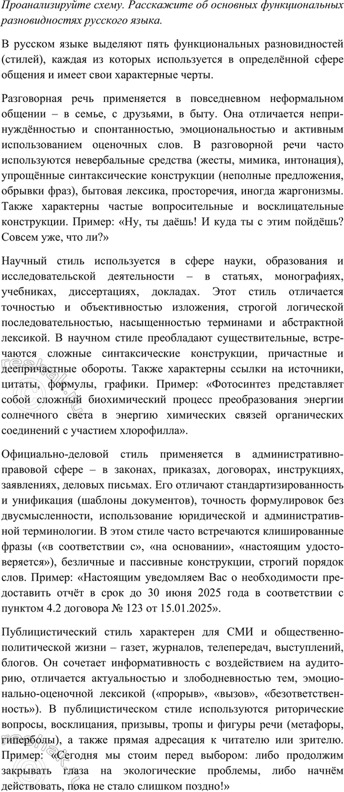 Изображение Проанализируйте схему. Расскажите об основных функциональных разновидностях русского...