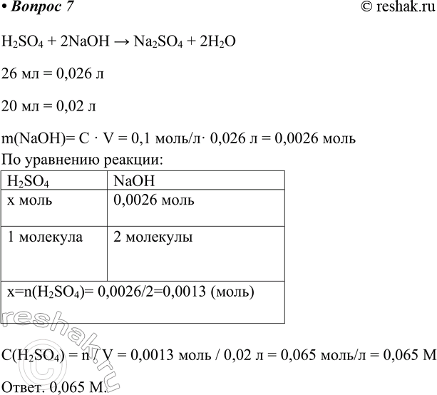  7.    20       26  0,1    .    .H2SO4 + 2NaOH...