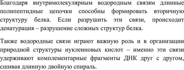 Изображение 5	Какую роль играет внутримолекулярная водородная связь в организации нативной (природной) структуры биополимеров — белков и нуклеиновых...