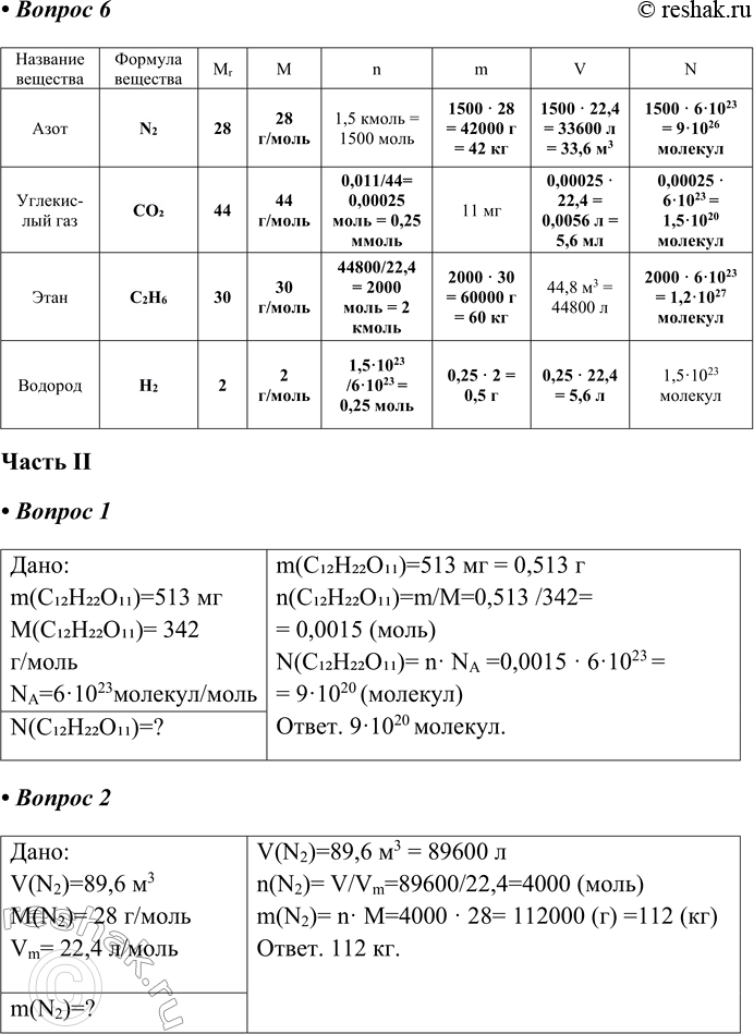 ����������� 6. ��������� �������, ����� ����������� ����������.�������� ������������������� 1,5 �����   ���������� ��� 11 ��  ���� 44,8 �3 ������� 1,5 �1023�����...