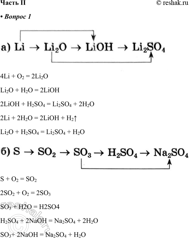   II1.   ,       4Li + O2 = 2Li2OLi2O + H2O = 2LiOH2LiOH + H2SO4 = Li2SO4 +...